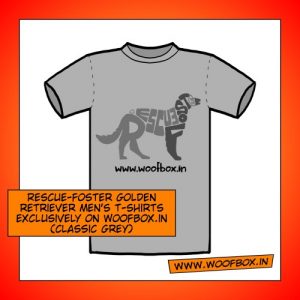 Rescue Foster Golden Retriever Men's T-Shirts exclusively on woofbox.in (Classic-Grey)