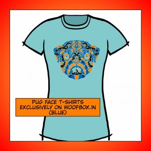 Pug Face T-Shirt for Her (Blue)