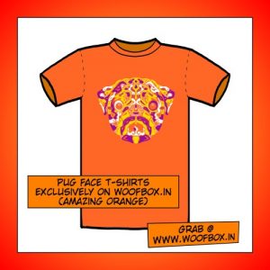 Pug Face T-shirts exclusively on woofbox.in (Amazing Orange)