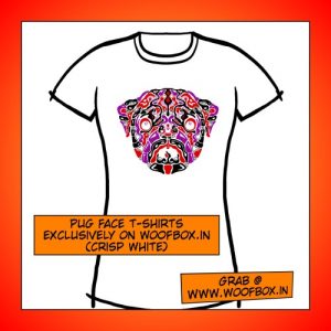 Pug Face T-shirts exclusively on woofbox.in women (Crisp White)