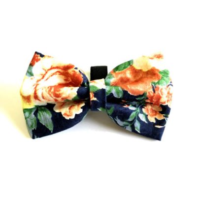Floral Blue and Yellow Bow Tie