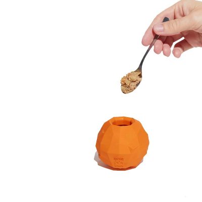Super Orange Ultra Tough Dog Toy in Action S_ Tough Dog Toy WoofBox
