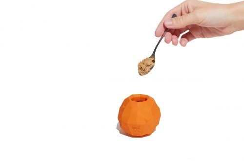 Super Orange Ultra Tough Dog Toy in Action S_ Tough Dog Toy WoofBox